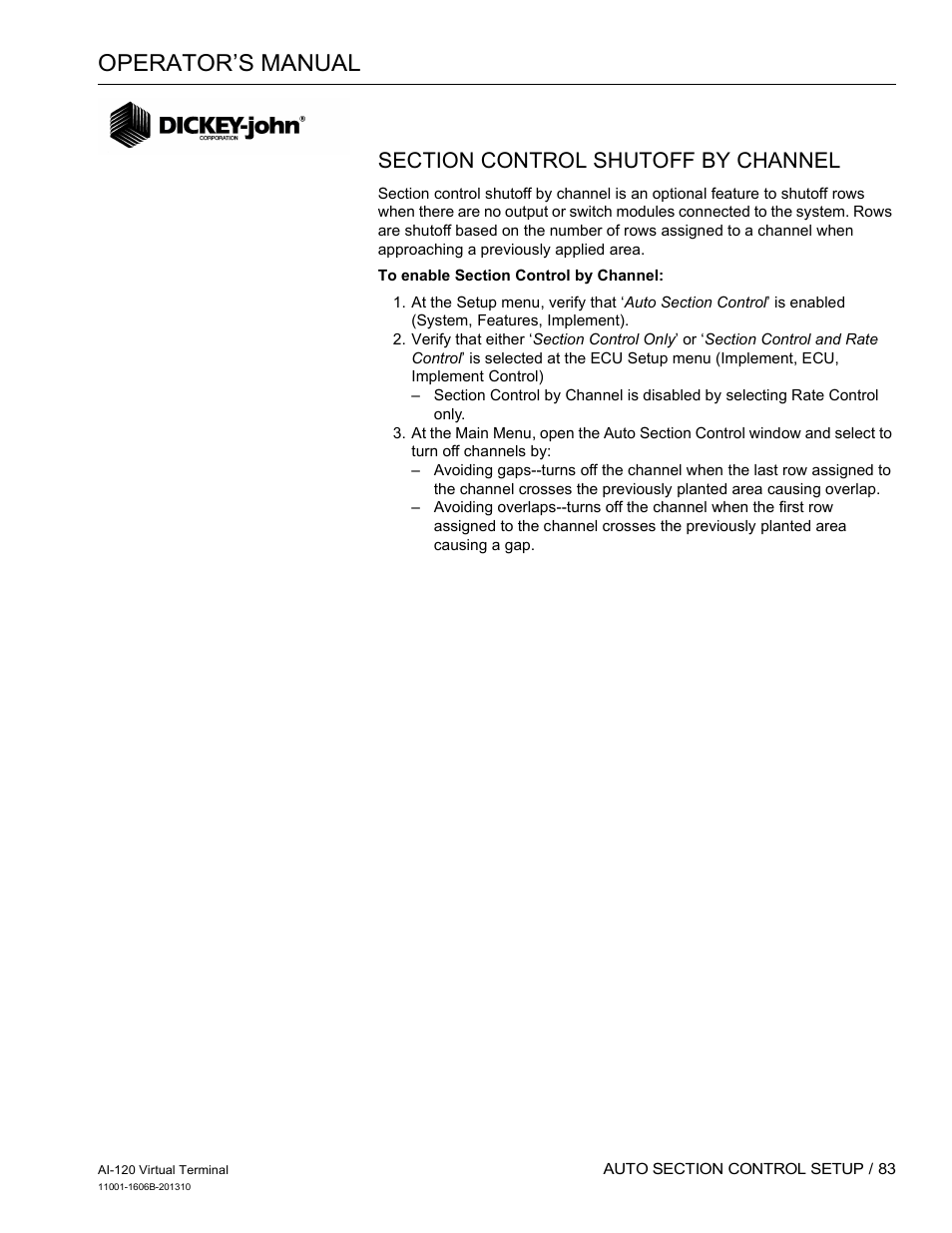 Operator’s manual | Great Plains DICKEY-john AI-120 12-inch Virtual Terminal User Manual | Page 91 / 193
