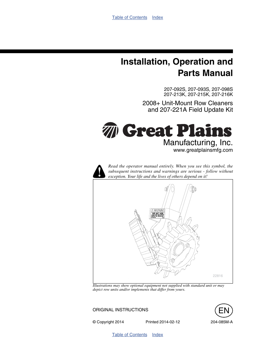 Great Plains 207-216K Operator Manual User Manual | 46 pages