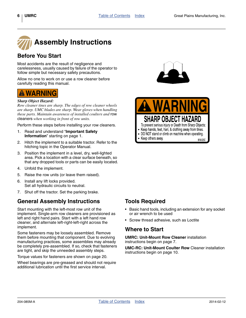 Assembly instructions, Before you start, General assembly instructions | Tools required, Where to start | Great Plains 207-216K Operator Manual User Manual | Page 10 / 46