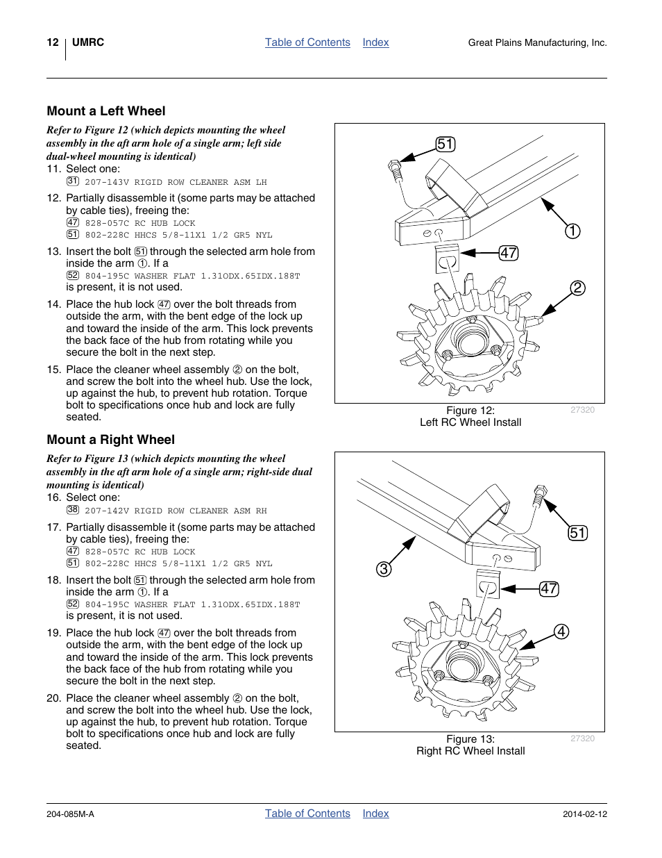 Mount a left wheel, Mount a right wheel, Mount a left wheel mount a right wheel | Great Plains 207-216K Operator Manual User Manual | Page 16 / 46