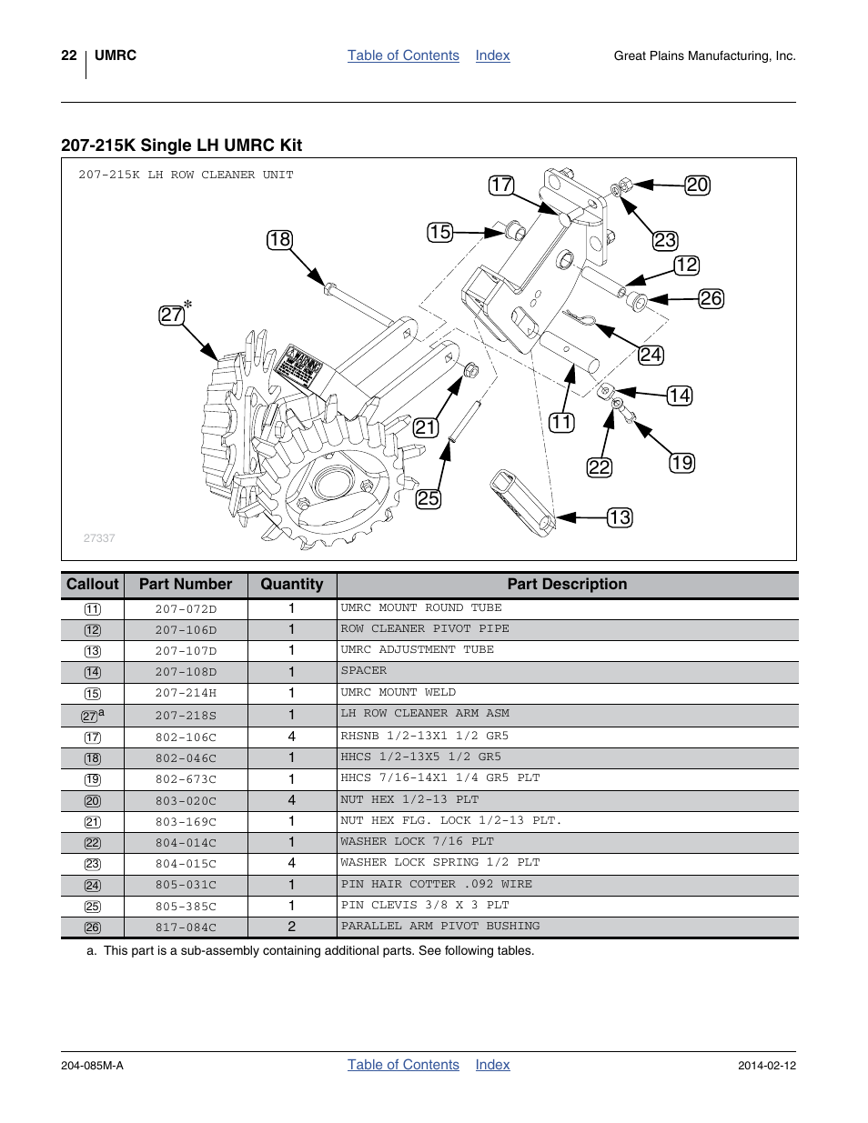 215k single lh umrc kit | Great Plains 207-216K Operator Manual User Manual | Page 26 / 46