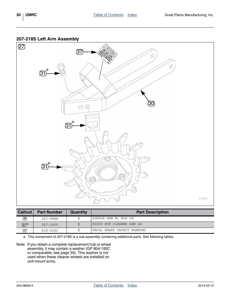 218s left arm assembly | Great Plains 207-216K Operator Manual User Manual | Page 34 / 46
