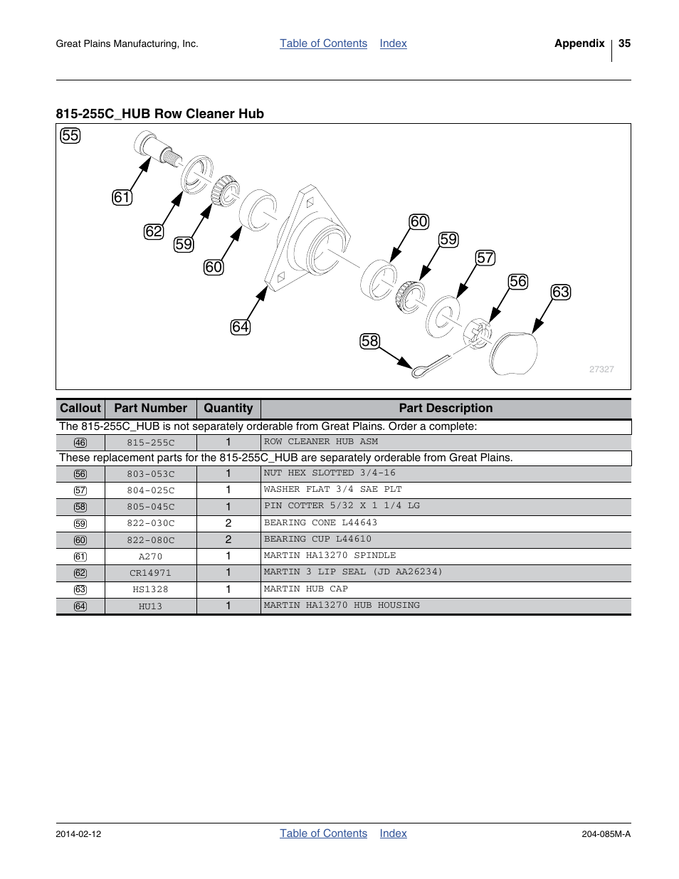 255c_hub row cleaner hub | Great Plains 207-216K Operator Manual User Manual | Page 39 / 46