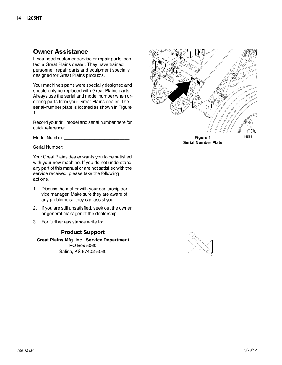 Owner assistance | Great Plains 1205NT Operator Manual User Manual | Page 16 / 74