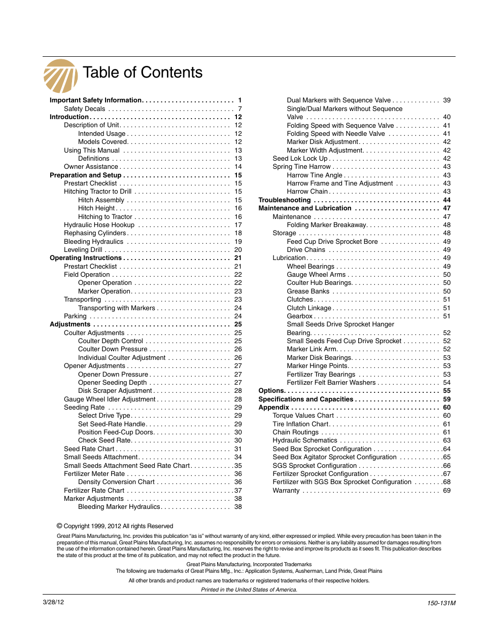 Great Plains 1205NT Operator Manual User Manual | Page 2 / 74