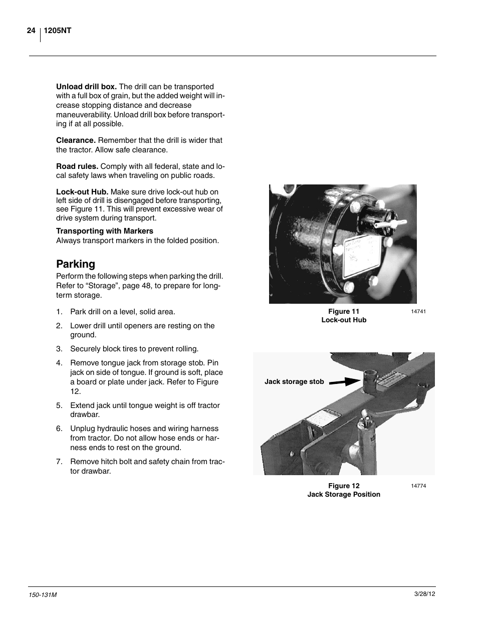Parking | Great Plains 1205NT Operator Manual User Manual | Page 26 / 74