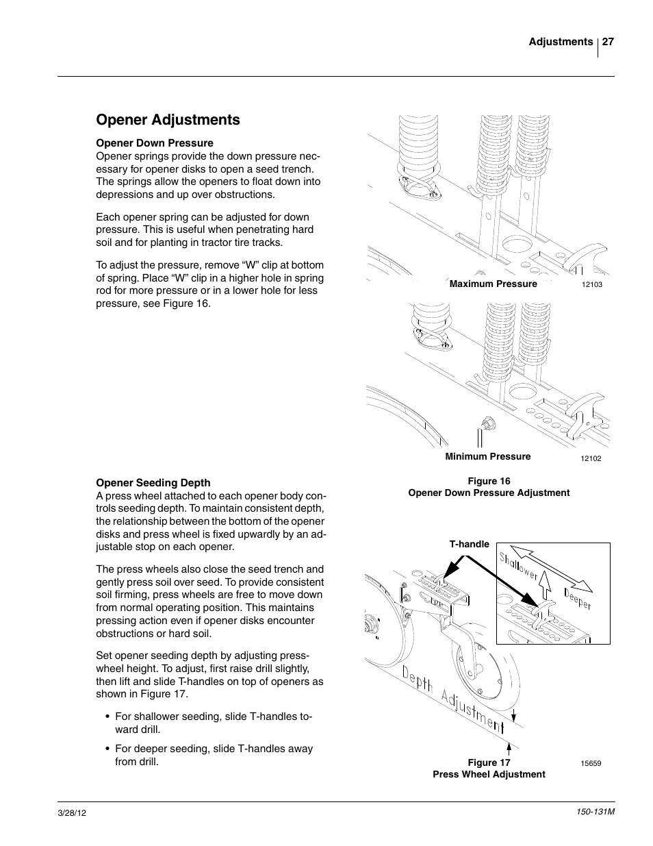Opener adjustments | Great Plains 1205NT Operator Manual User Manual | Page 29 / 74