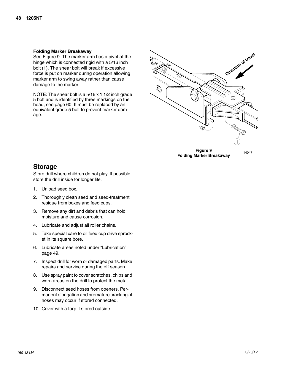 Storage | Great Plains 1205NT Operator Manual User Manual | Page 50 / 74