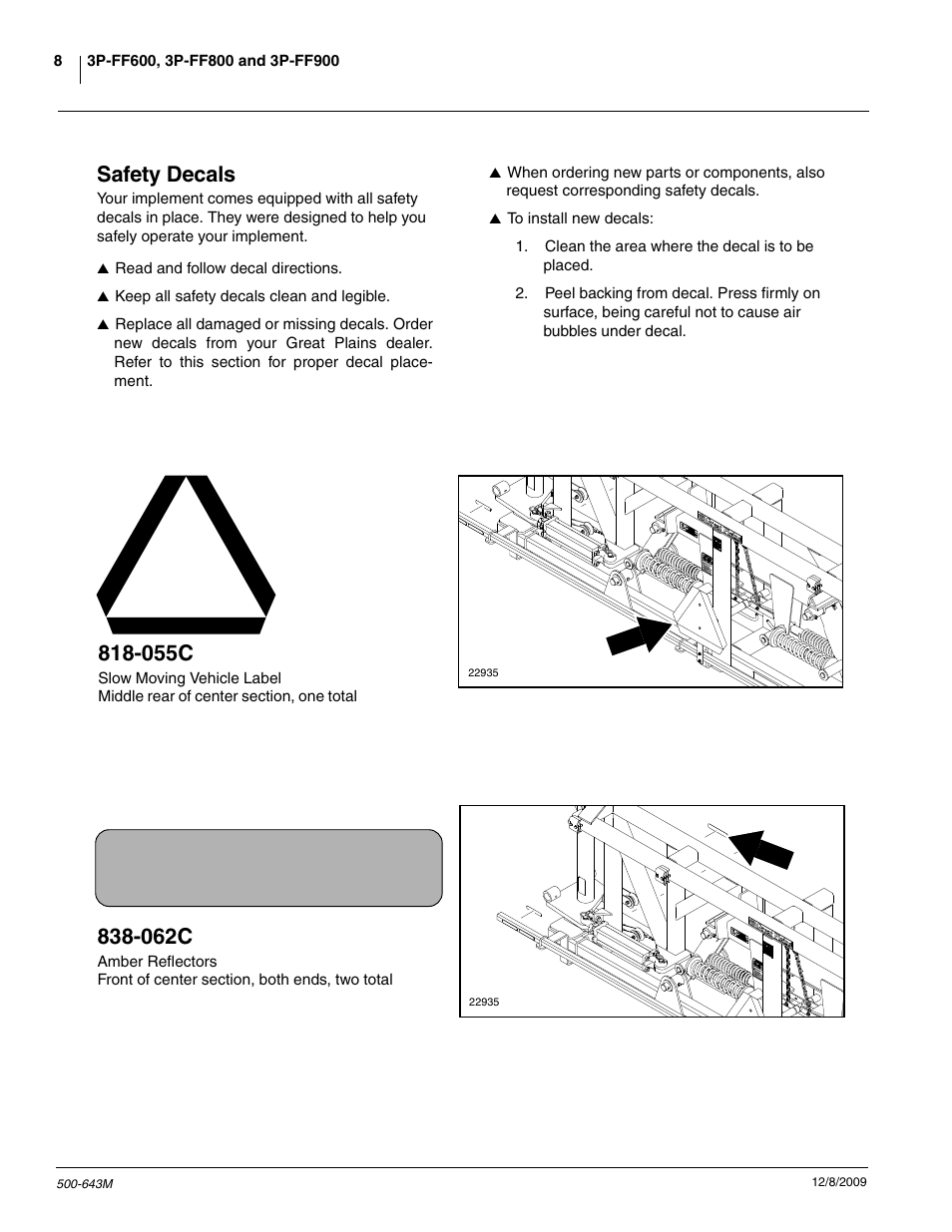 Safety decals, 055c, 062c | Great Plains 3P-FF900 Operator Manual User Manual | Page 10 / 47