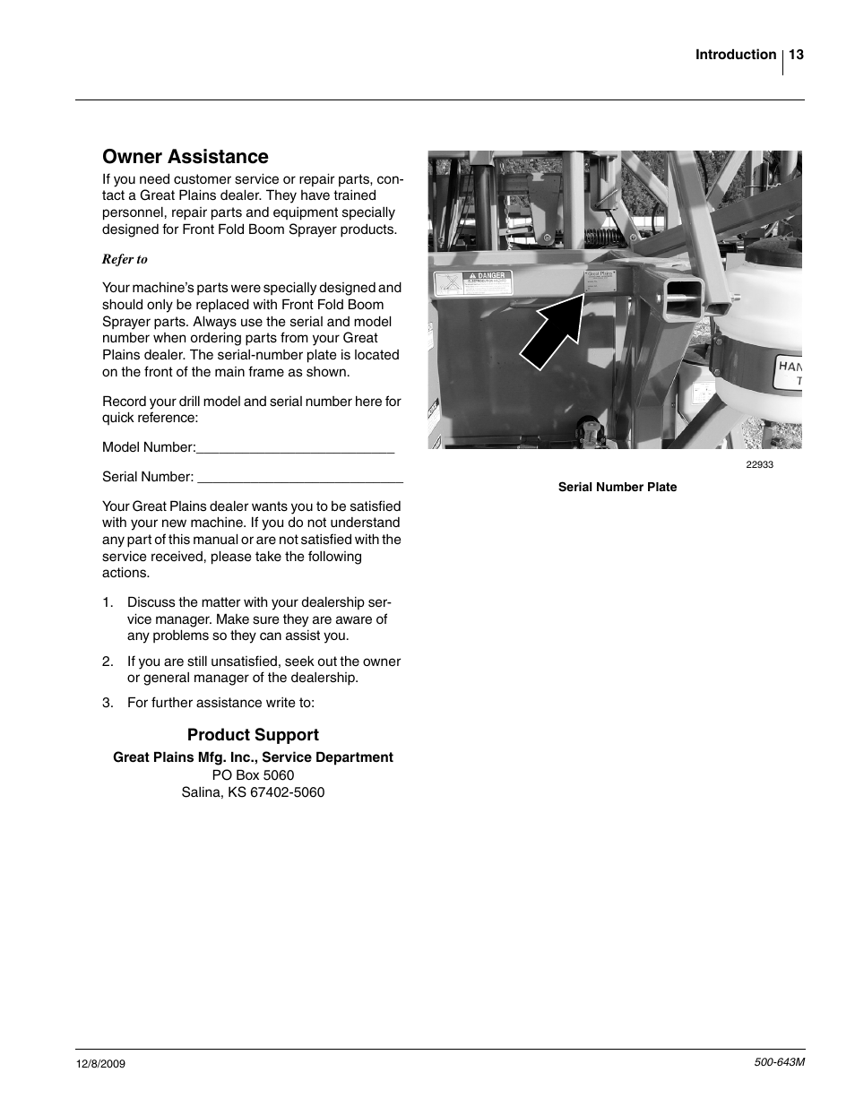 Owner assistance | Great Plains 3P-FF900 Operator Manual User Manual | Page 15 / 47