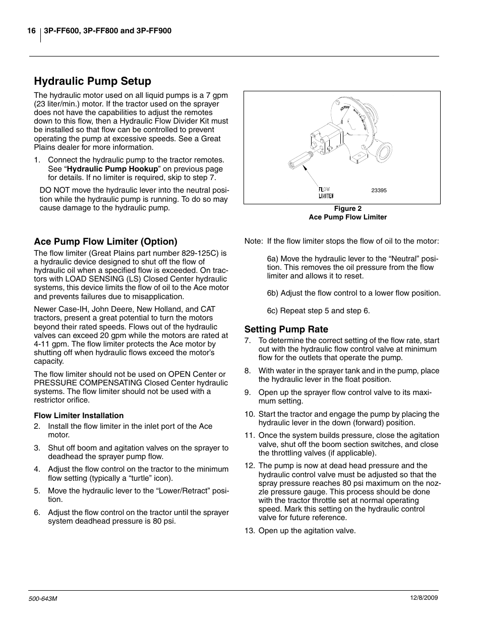 Hydraulic pump setup | Great Plains 3P-FF900 Operator Manual User Manual | Page 18 / 47