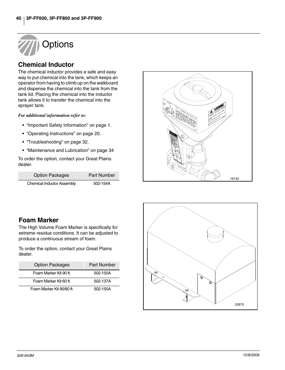 Options, Chemical inductor, Foam marker | Great Plains 3P-FF900 Operator Manual User Manual | Page 42 / 47