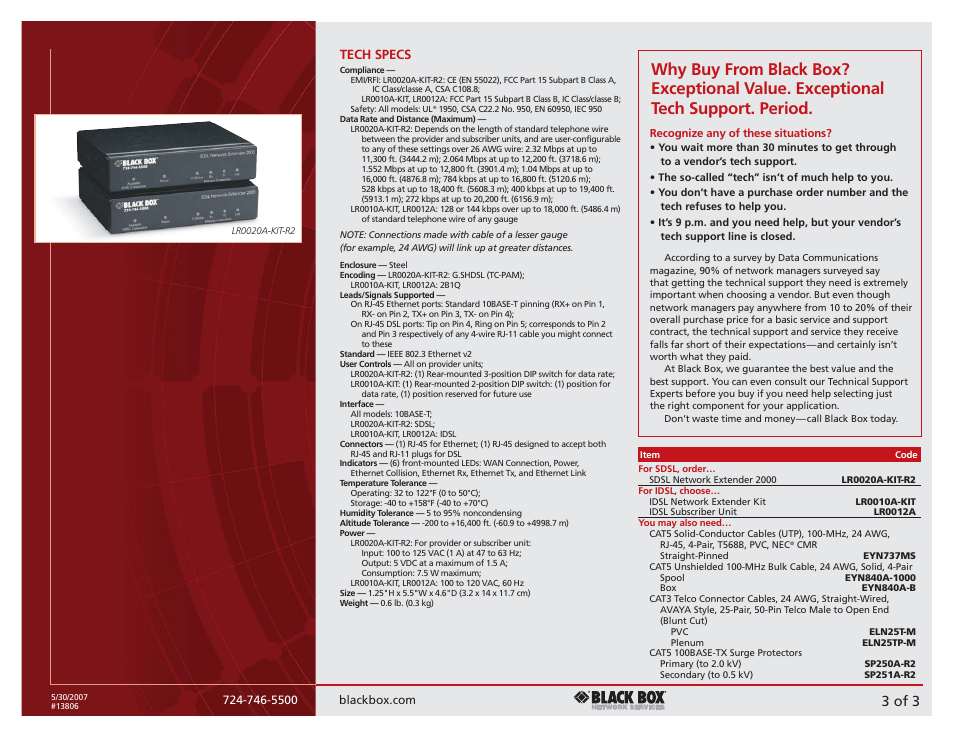 3 of 3, Tech specs | Black Box 2000 User Manual | Page 3 / 3