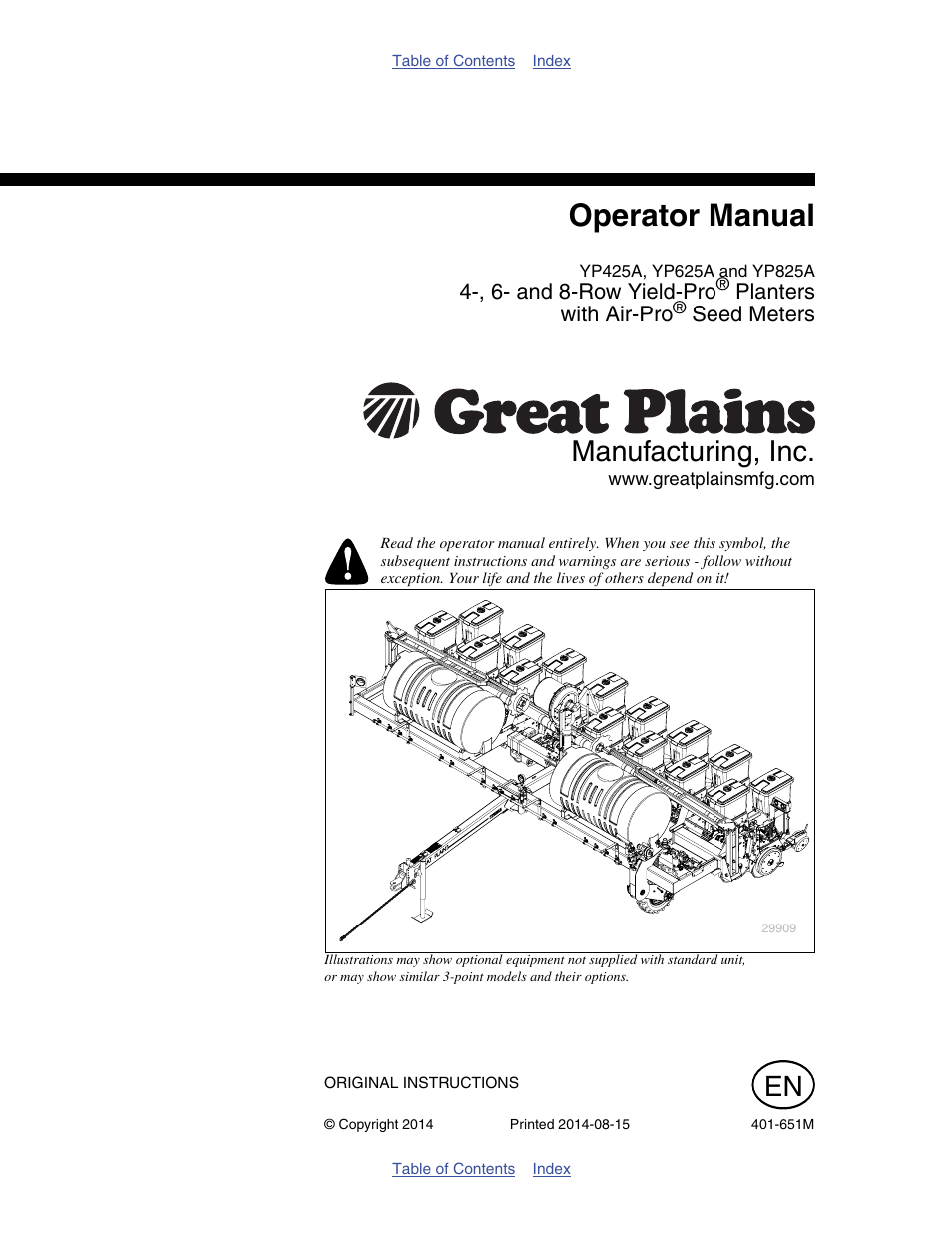 Great Plains YP825A Operator Manual User Manual | 182 pages