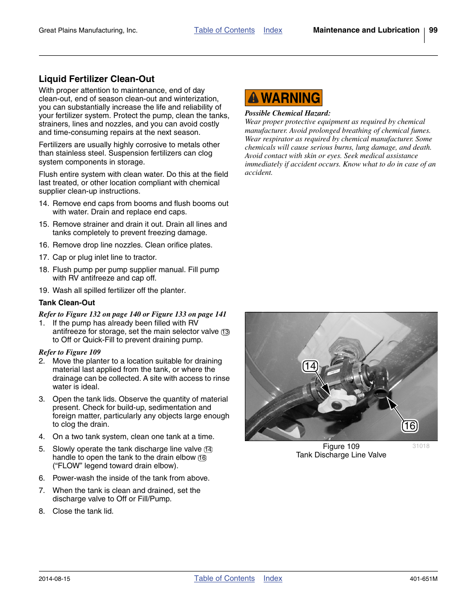 Liquid fertilizer clean-out, Tank clean-out | Great Plains YP825A Operator Manual User Manual | Page 103 / 182