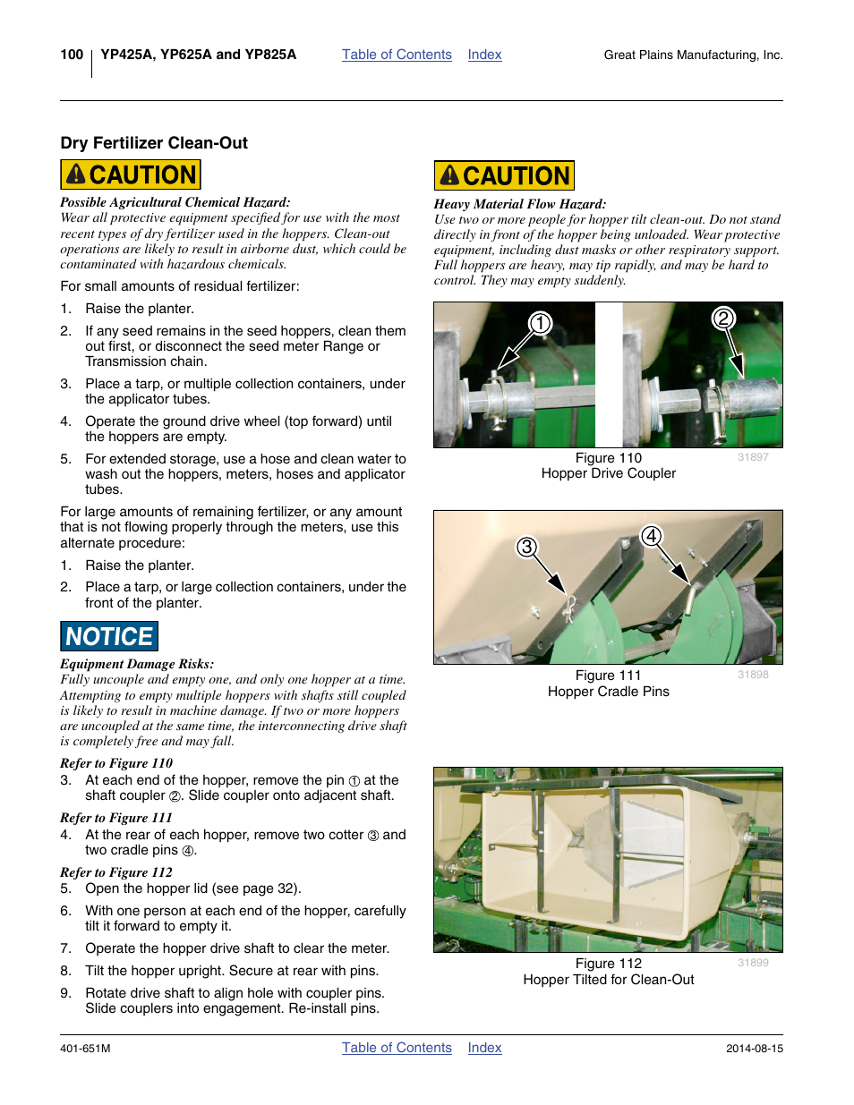 Dry fertilizer clean-out | Great Plains YP825A Operator Manual User Manual | Page 104 / 182
