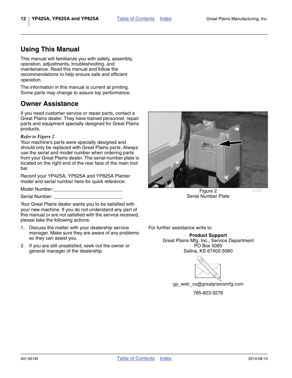Using this manual, Owner assistance, Using this manual owner assistance | Great Plains YP825A Operator Manual User Manual | Page 16 / 182