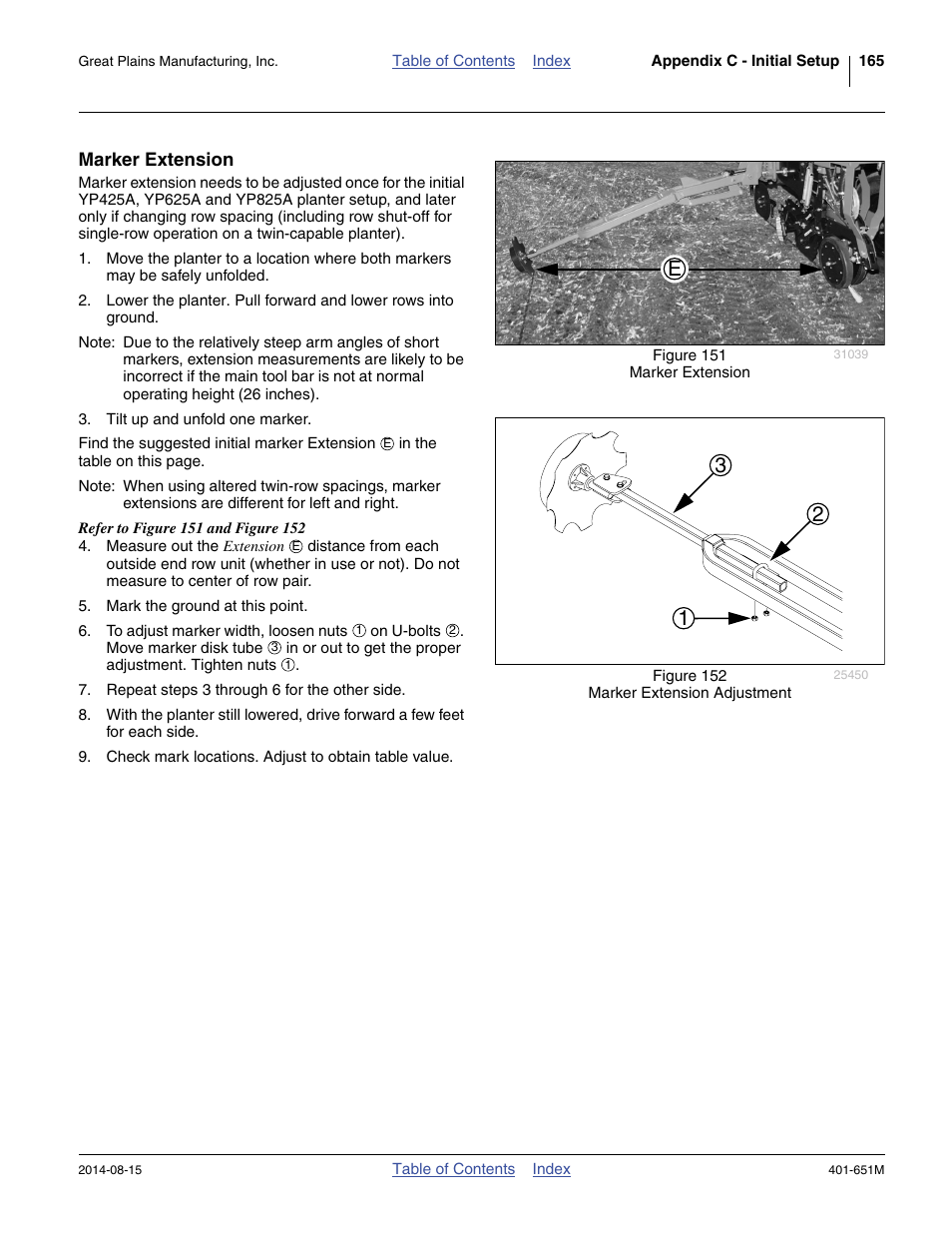 Marker extension | Great Plains YP825A Operator Manual User Manual | Page 169 / 182