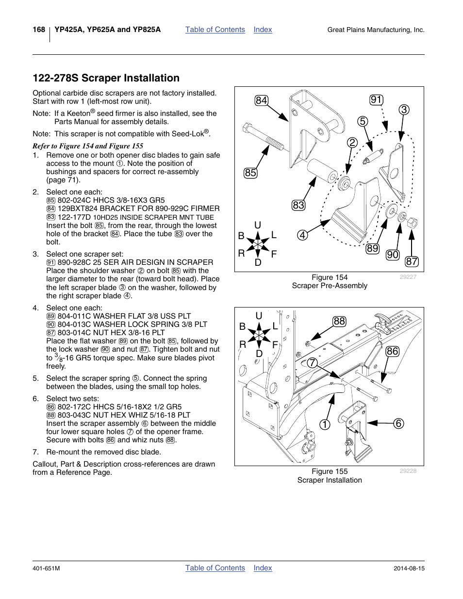 278s scraper installation | Great Plains YP825A Operator Manual User Manual | Page 172 / 182