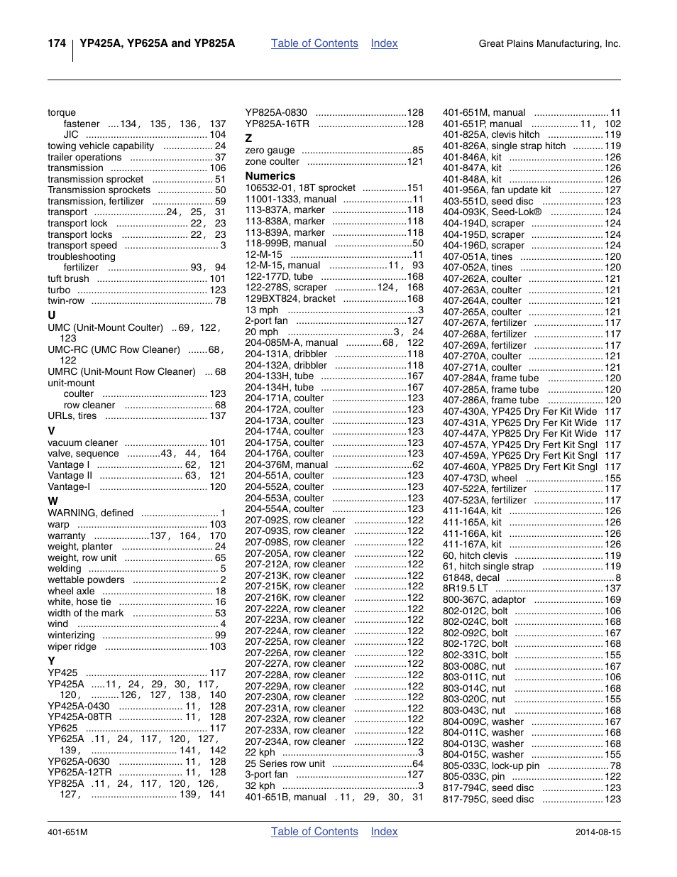 Great Plains YP825A Operator Manual User Manual | Page 178 / 182