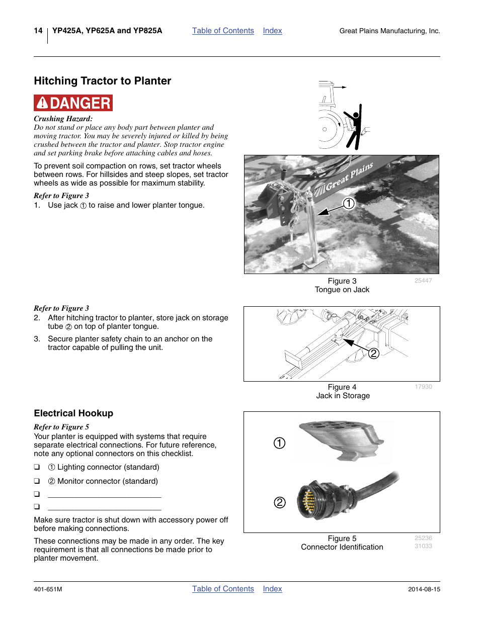 Hitching tractor to planter, Electrical hookup | Great Plains YP825A Operator Manual User Manual | Page 18 / 182