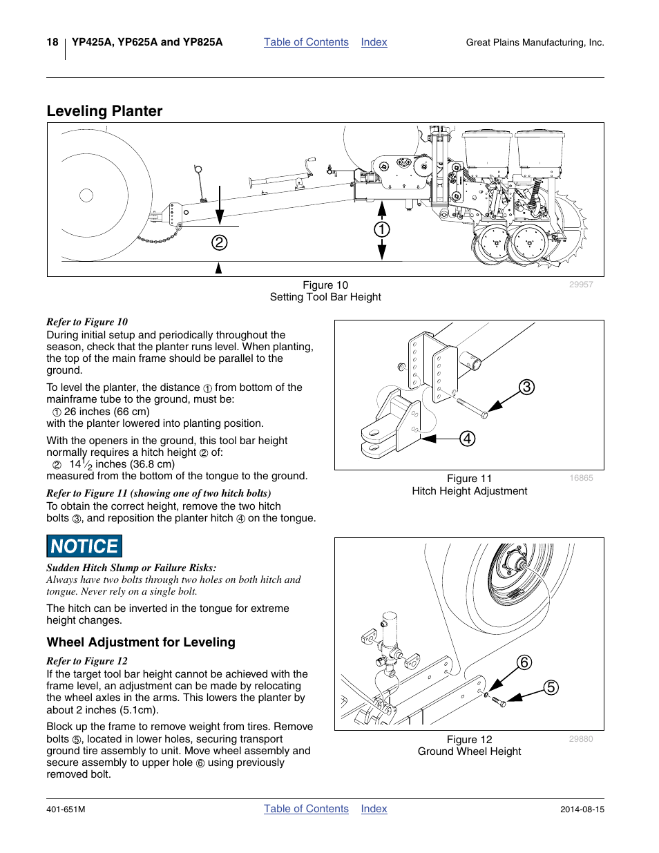 Leveling planter, Wheel adjustment for leveling | Great Plains YP825A Operator Manual User Manual | Page 22 / 182