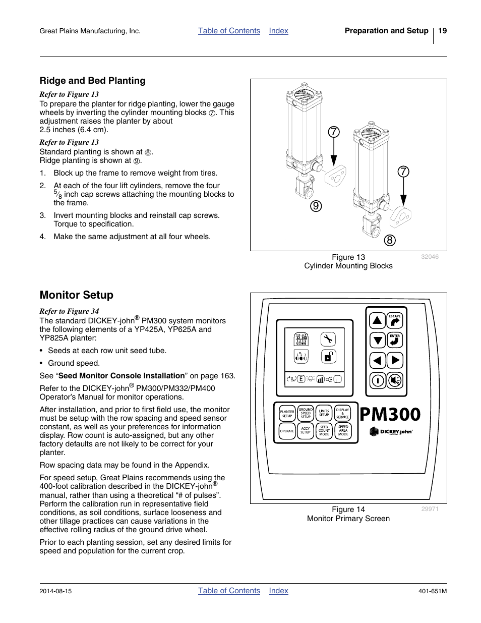 Ridge and bed planting, Monitor setup | Great Plains YP825A Operator Manual User Manual | Page 23 / 182