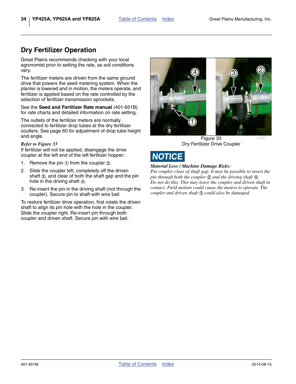 Dry fertilizer operation | Great Plains YP825A Operator Manual User Manual | Page 38 / 182