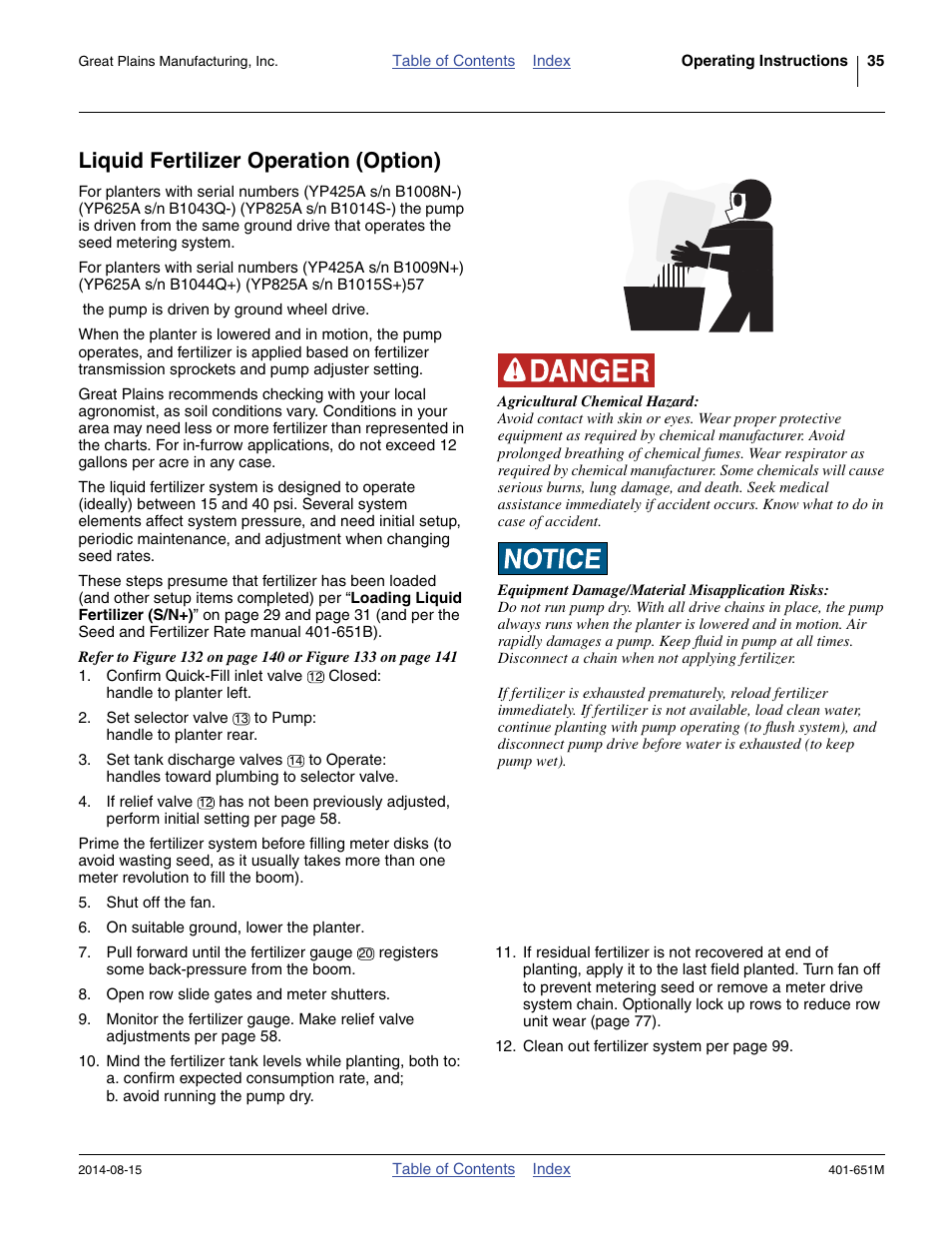 Liquid fertilizer operation (option) | Great Plains YP825A Operator Manual User Manual | Page 39 / 182