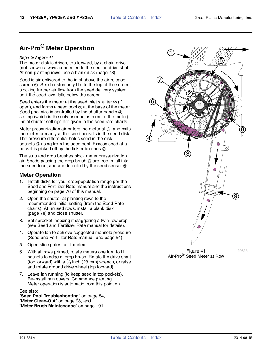 Air-pro® meter operation, Meter operation, Air-pro | Great Plains YP825A Operator Manual User Manual | Page 46 / 182