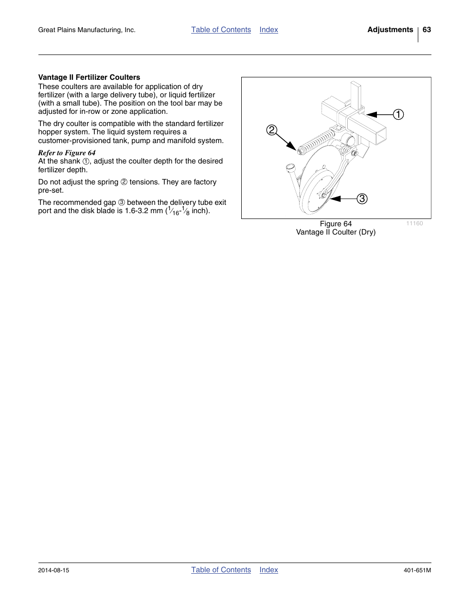 Vantage ii fertilizer coulters | Great Plains YP825A Operator Manual User Manual | Page 67 / 182