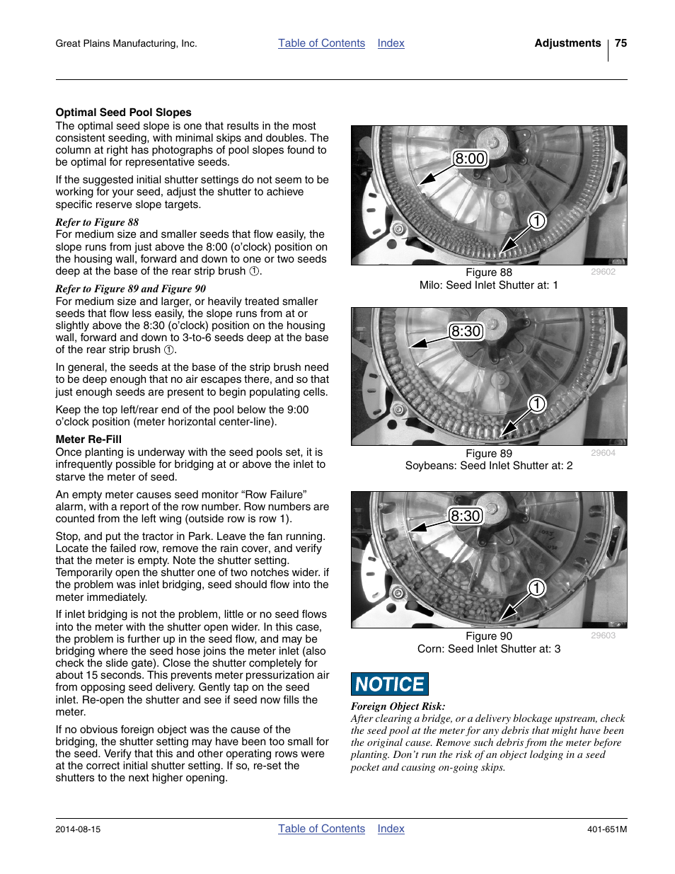 Optimal seed pool slopes, Meter re-fill, Optimal seed pool slopes meter re-fill | Great Plains YP825A Operator Manual User Manual | Page 79 / 182