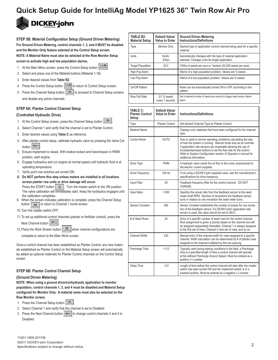 Great Plains YP1625A-24TR36 24 Twin Row 36-Inch Quick Start User Manual | Page 2 / 6