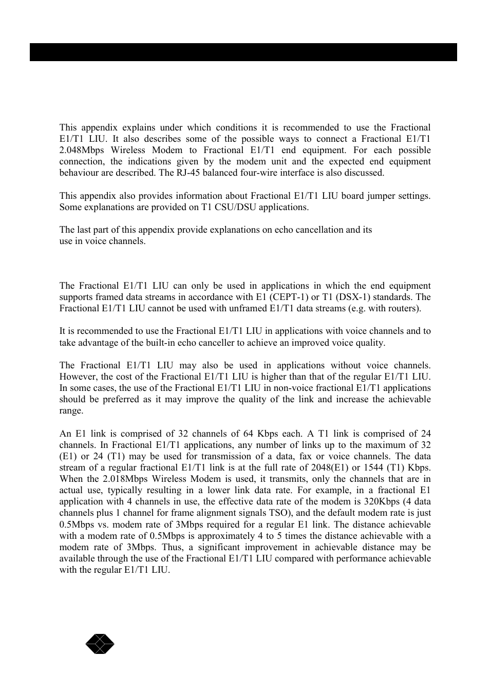 Appendix c – fractional e1/t1 applications | Black Box MWU2000-X21 User Manual | Page 120 / 132