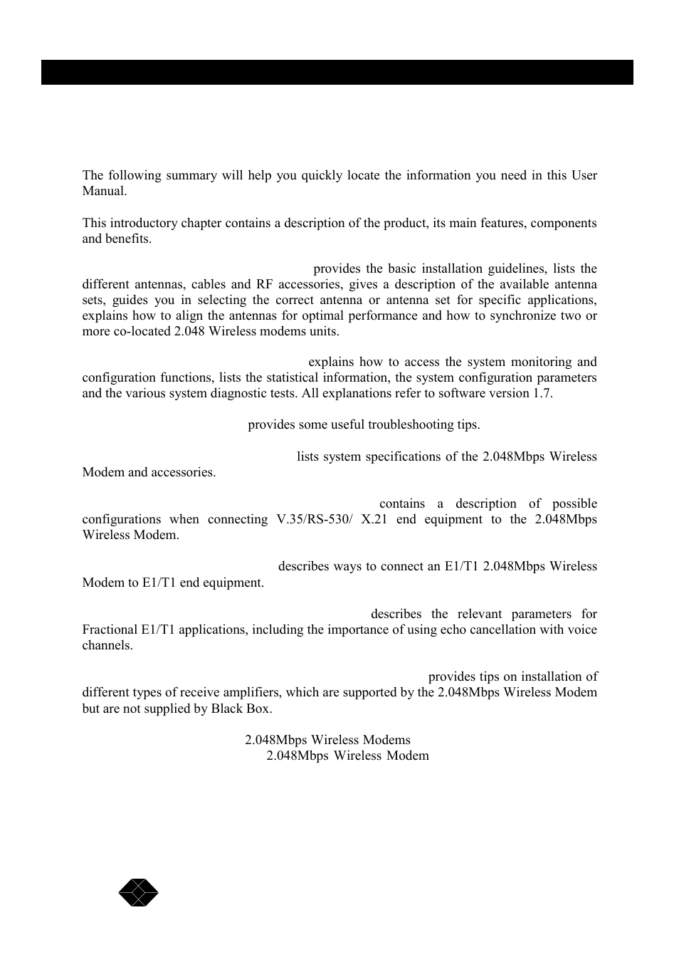 Introduction | Black Box MWU2000-X21 User Manual | Page 8 / 132