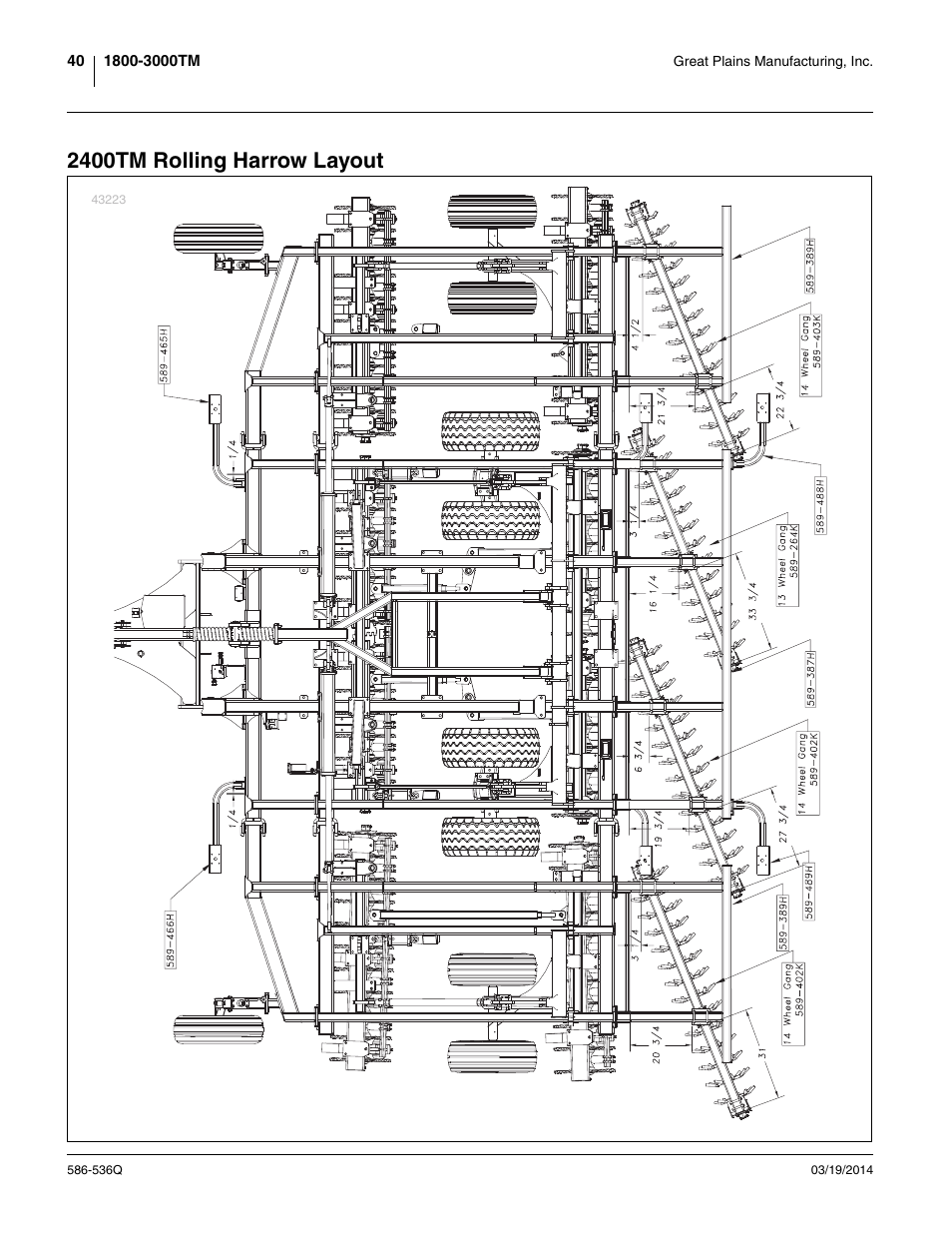 2400tm rolling harrow layout | Great Plains 3000TM Predelivery Manual User Manual | Page 44 / 52