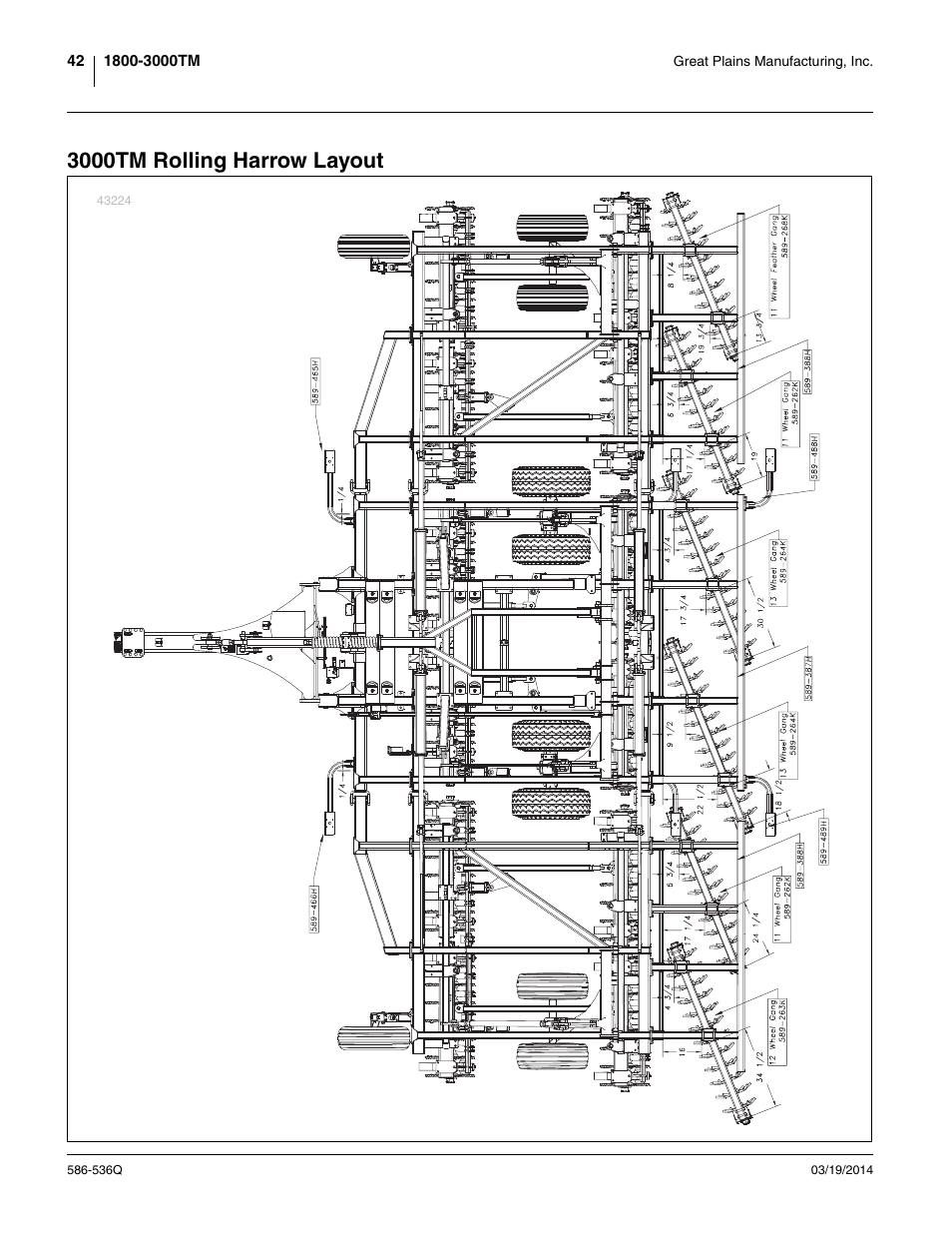 3000tm rolling harrow layout | Great Plains 3000TM Predelivery Manual User Manual | Page 46 / 52