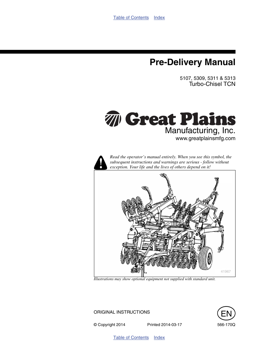 Great Plains TCN5313 Predelivery Manual User Manual | 42 pages