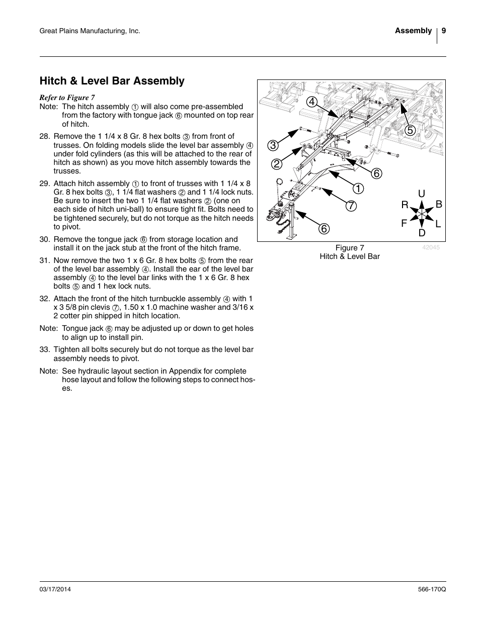 Hitch & level bar assembly | Great Plains TCN5313 Predelivery Manual User Manual | Page 13 / 42