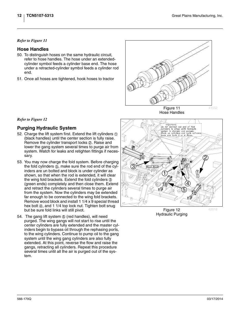 Hose handles, Purging hydraulic system, Hose handles purging hydraulic system | Great Plains TCN5313 Predelivery Manual User Manual | Page 16 / 42