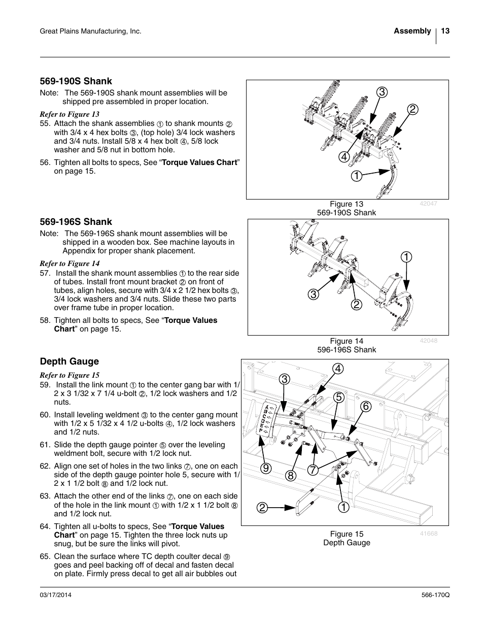 190s shank, 196s shank, Depth gauge | 196s shank depth gauge | Great Plains TCN5313 Predelivery Manual User Manual | Page 17 / 42