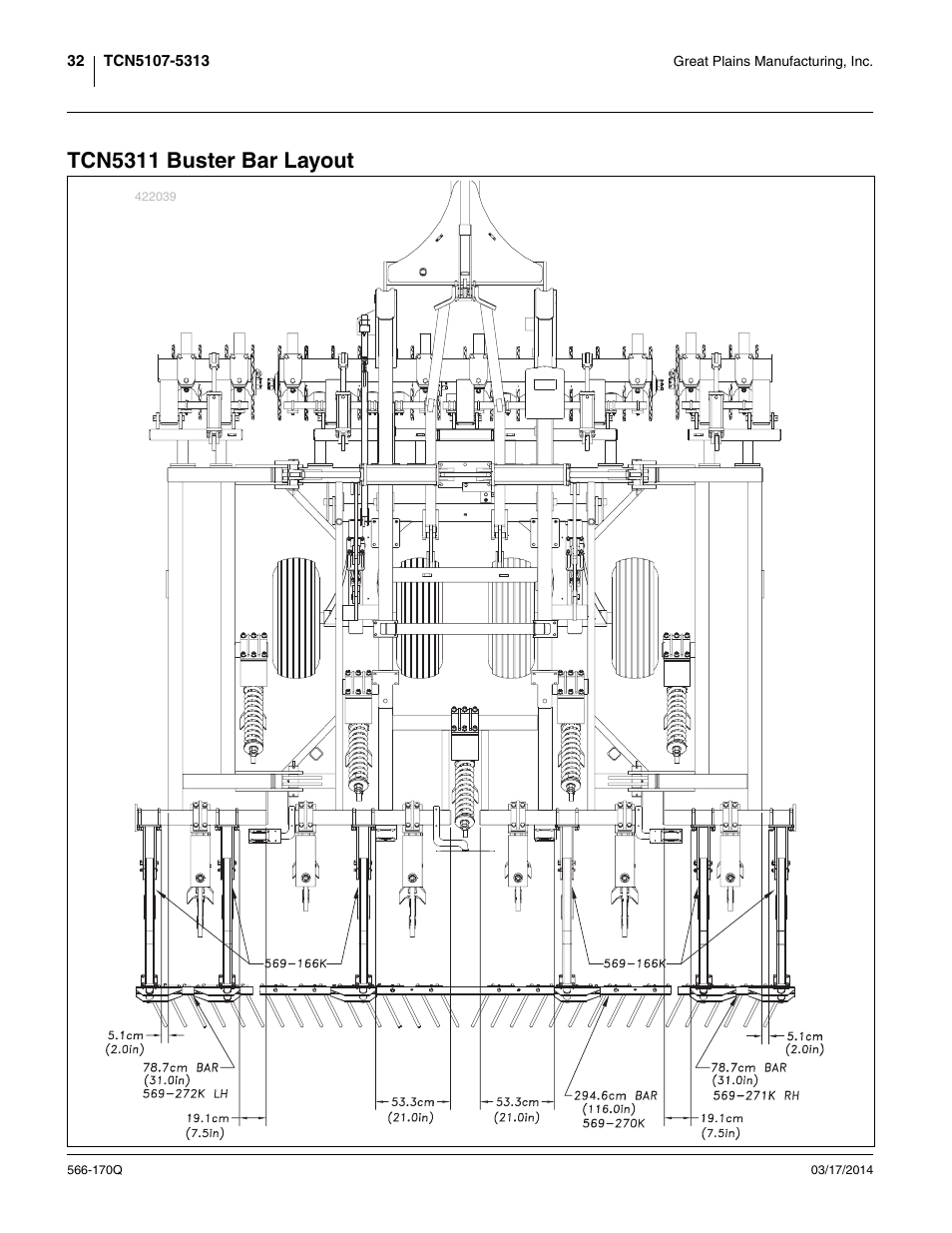 Tcn5311 buster bar layout | Great Plains TCN5313 Predelivery Manual User Manual | Page 36 / 42