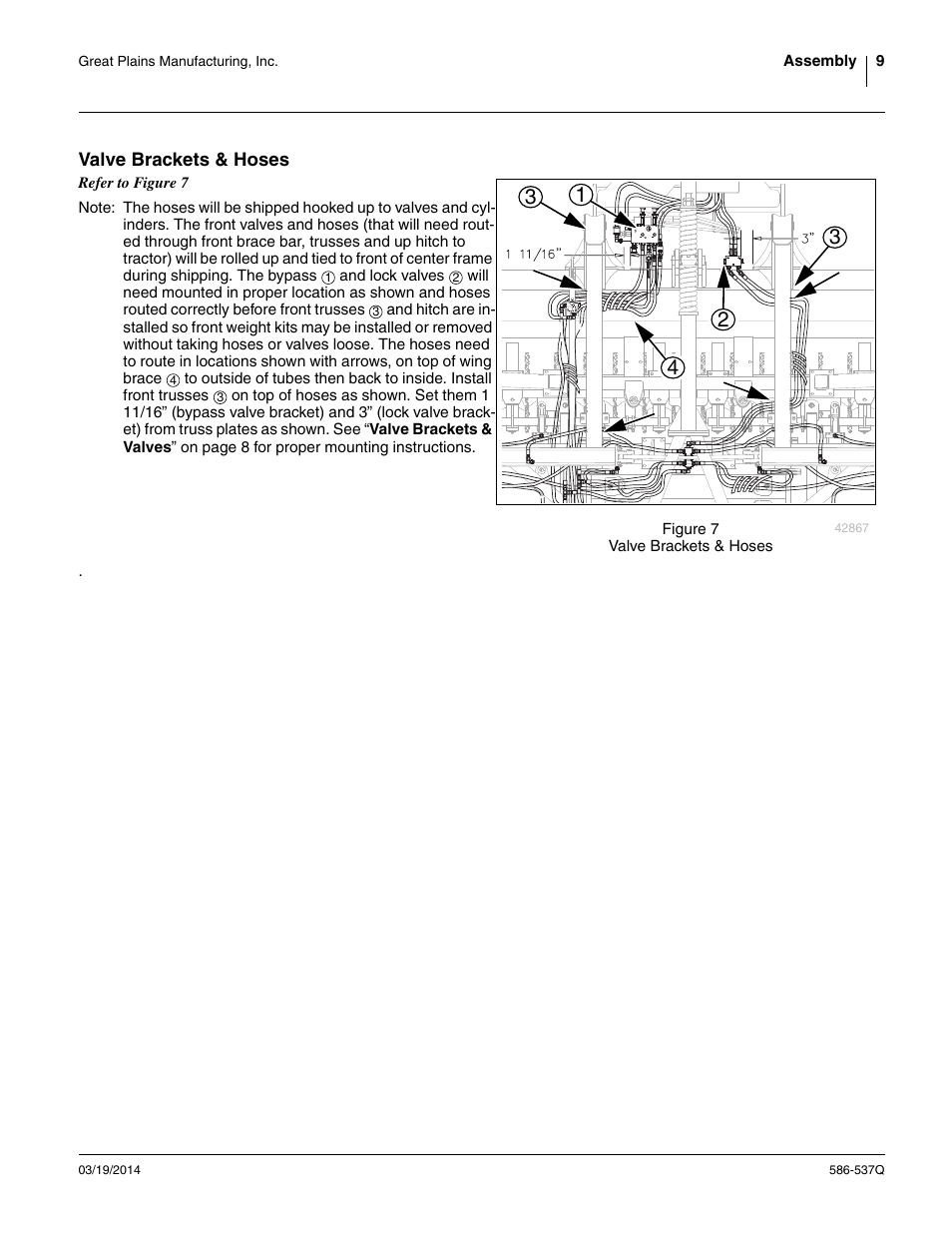 Valve brackets & hoses, Wn, see “ valve brackets, Wn in, see “ valve | Great Plains 4000TM Predelivery Manual User Manual | Page 13 / 68