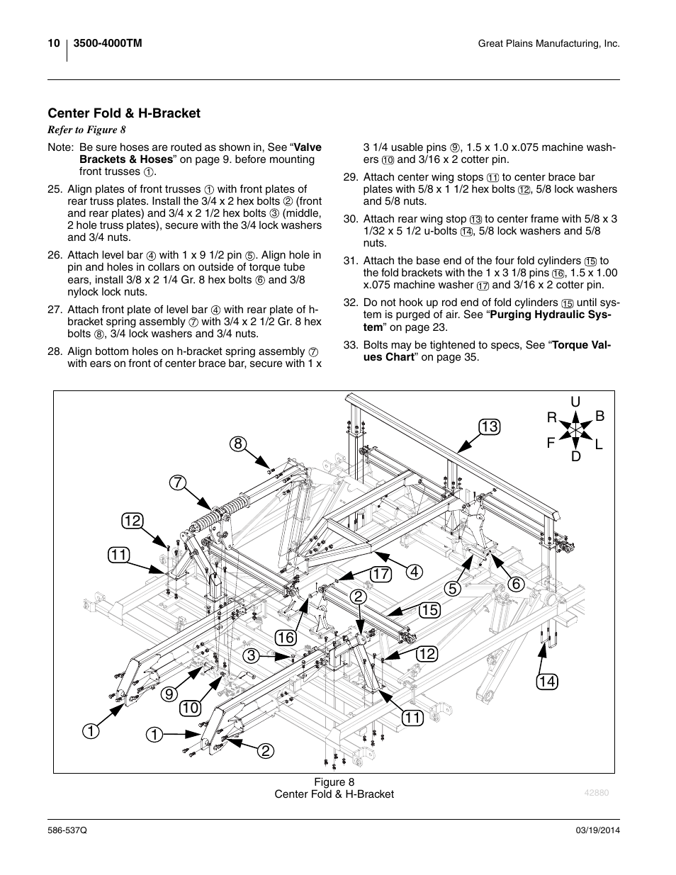 Center fold & h-bracket | Great Plains 4000TM Predelivery Manual User Manual | Page 14 / 68