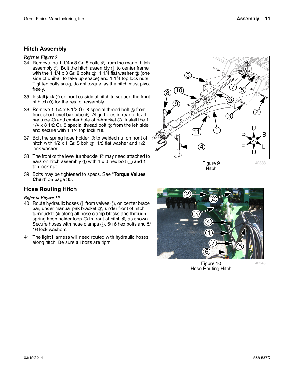 Hitch assembly, Hose routing hitch, Hitch assembly hose routing hitch | Great Plains 4000TM Predelivery Manual User Manual | Page 15 / 68