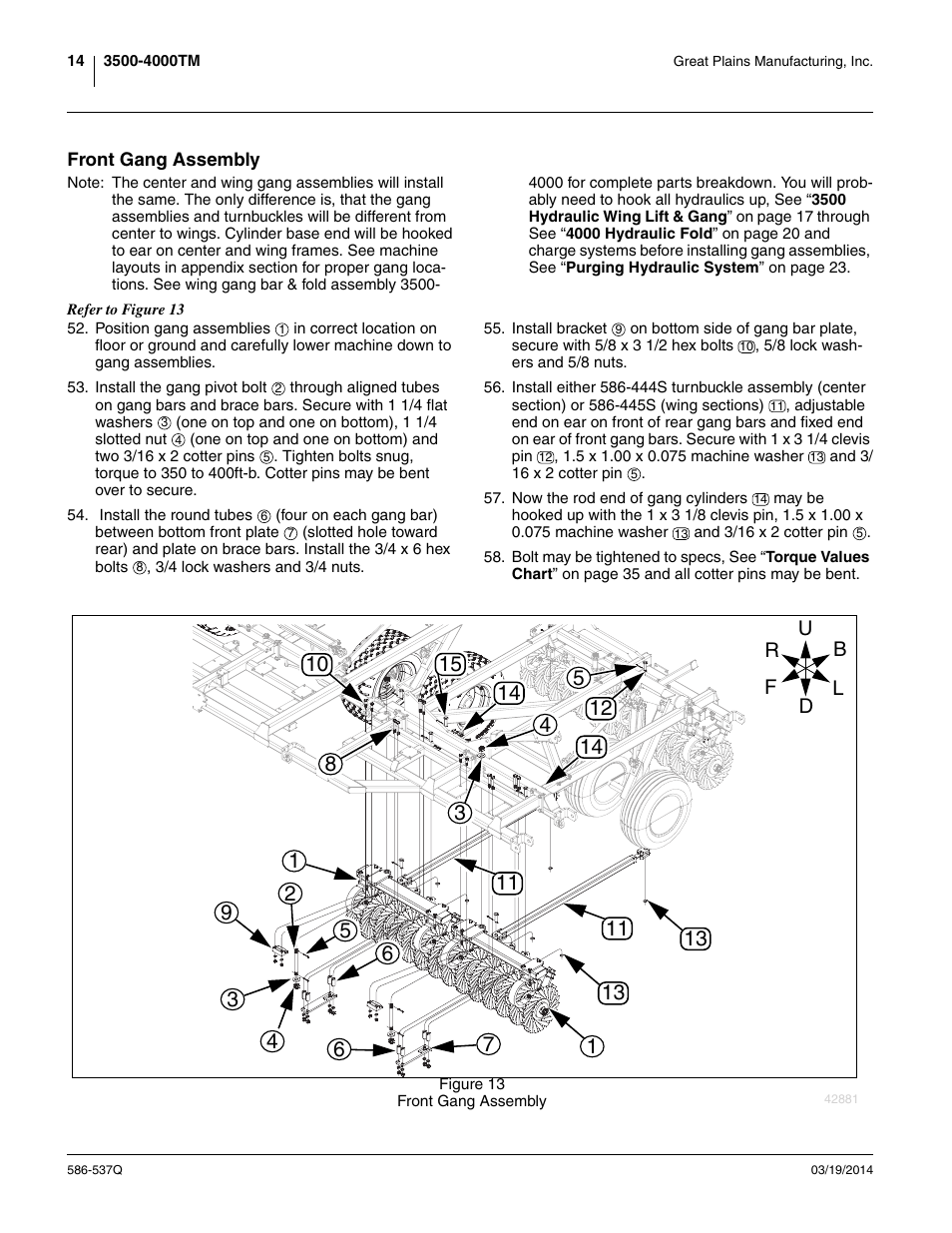 Front gang assembly | Great Plains 4000TM Predelivery Manual User Manual | Page 18 / 68