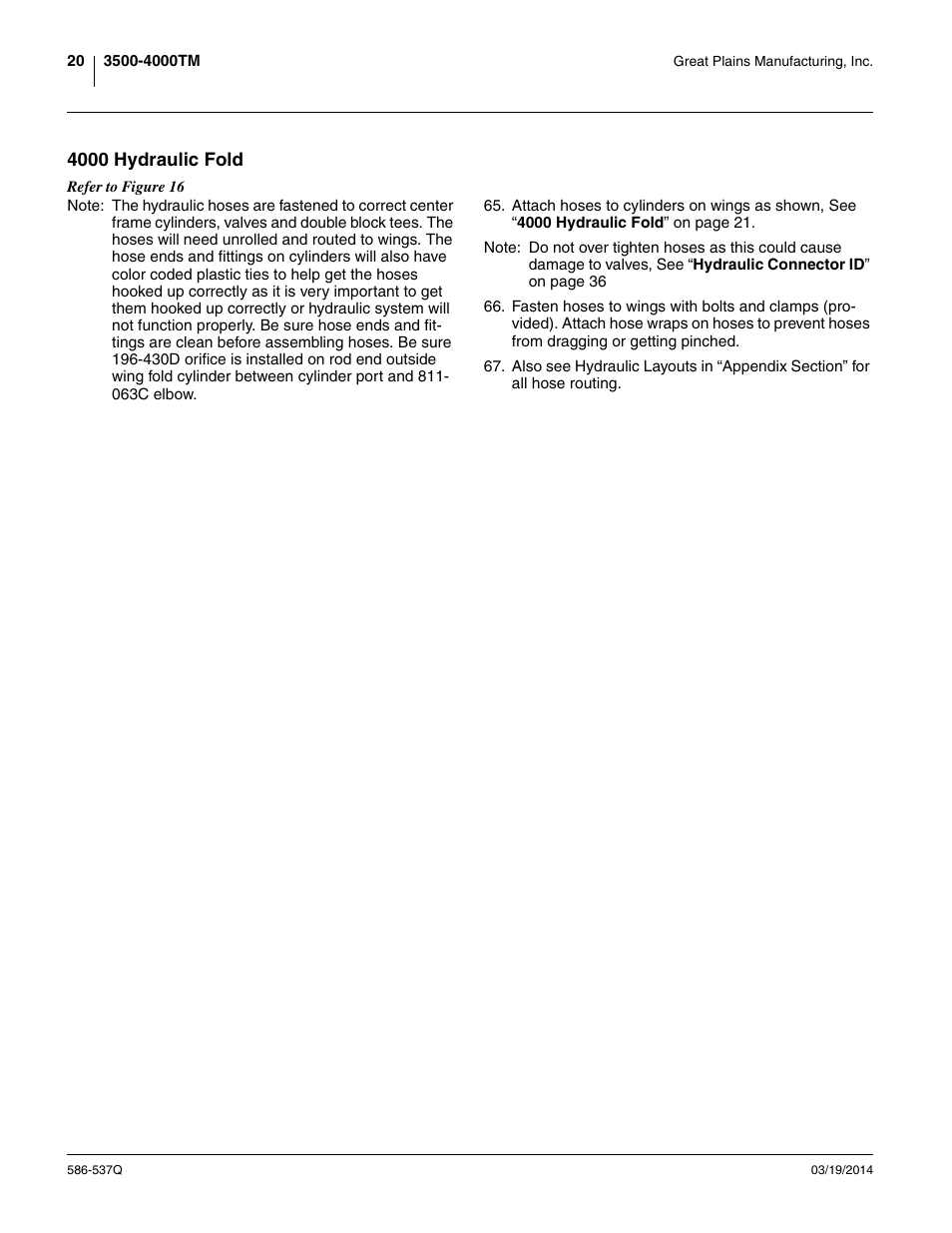 4000 hydraulic fold | Great Plains 4000TM Predelivery Manual User Manual | Page 24 / 68