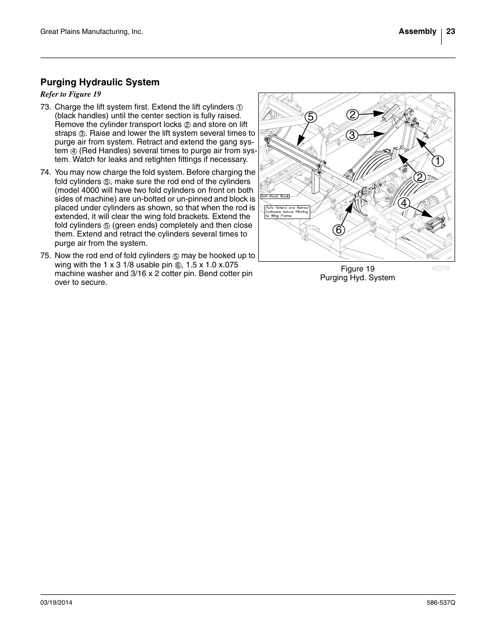 Purging hydraulic system | Great Plains 4000TM Predelivery Manual User Manual | Page 27 / 68