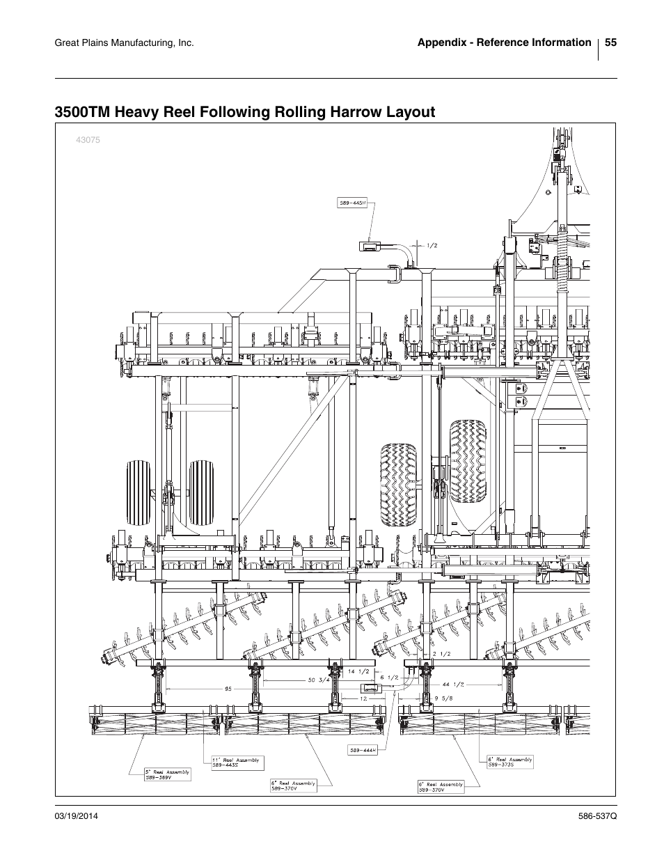 3500tm heavy reel following rolling harrow layout | Great Plains 4000TM Predelivery Manual User Manual | Page 59 / 68