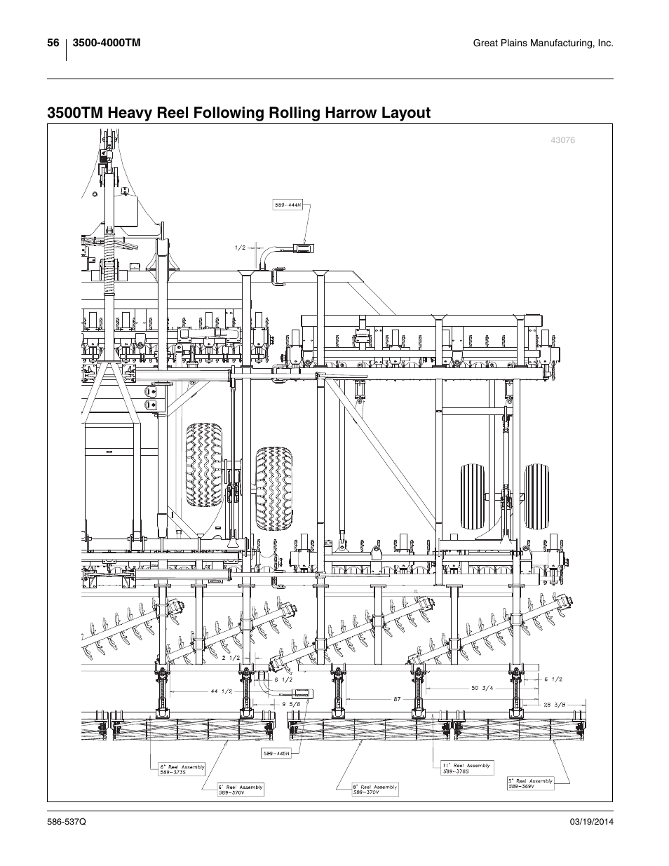 3500tm heavy reel following rolling harrow layout | Great Plains 4000TM Predelivery Manual User Manual | Page 60 / 68